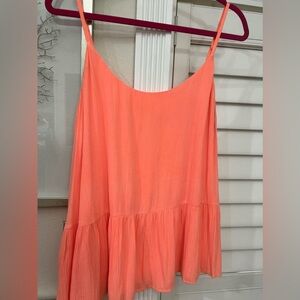 Lilly Pulitzer Tropical Peach Tank with slight ruffle accent.